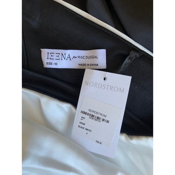 Mac Duggal Ieena One Shoulder Gown Maxi in White/Black Size 10 Satin Side Slit - Picture 8 of 8